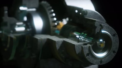 3D Animation of Industrial Machine Gears and Internal Components