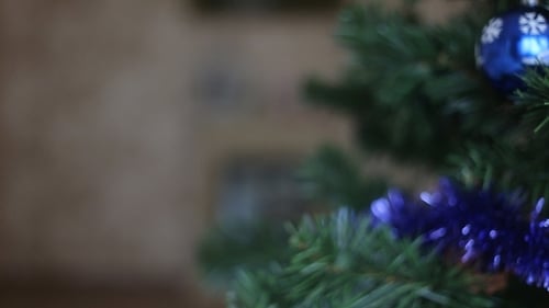 Decorated Christmas Tree with Ornaments and Garlands