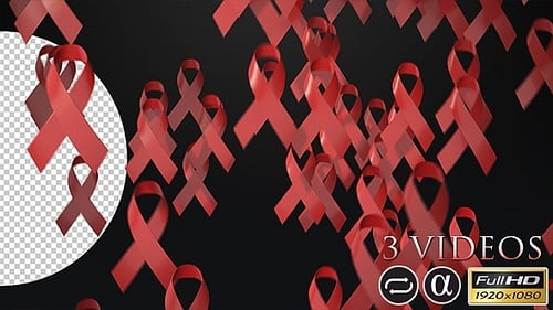 Falling Red Aids Ribbons - 3 Pack