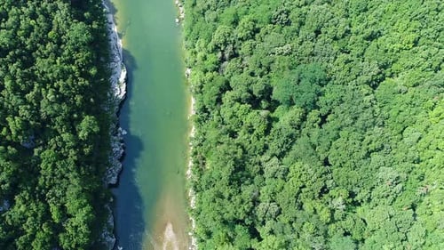 The gorges of the Ardeche in France seen from the sky