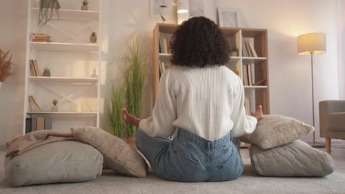 Meditation Relax Yoga at Home Woman Exercise Lotus