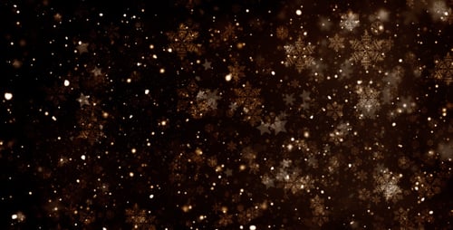 Golden Christmas Snowflakes and Glittering Particles Background