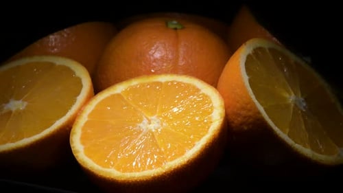 Fresh Oranges Fruit Cut Gyrating