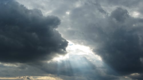 Dark Gray Clouds with Rays of Sunlight