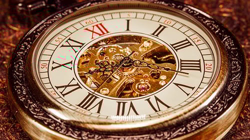 Antique Clock Gears Turn Showing Passage of Time