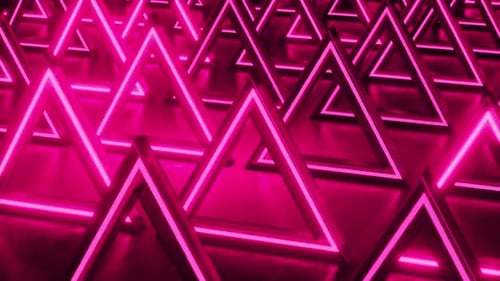 Glowing Neon Pink Triangles Abstract Motion Background