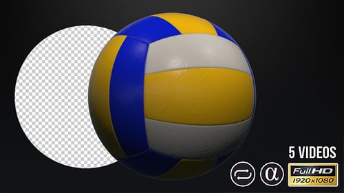 3D Animated Volleyball Rotation with Alpha Channel