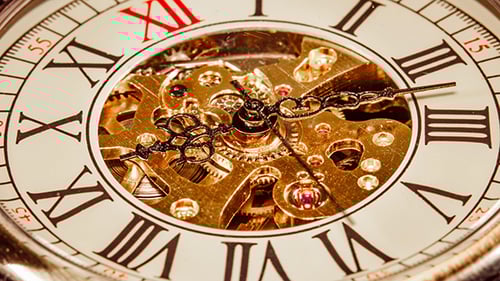 Close-Up of Vintage Pocket Watch Mechanism