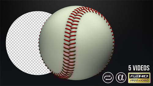 3D Realistic Baseball Rotation Animation with Alpha Channel
