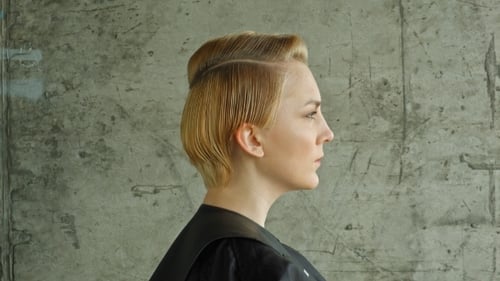 Haircut. Hairstyle. Beautiful Model With Short Hair
