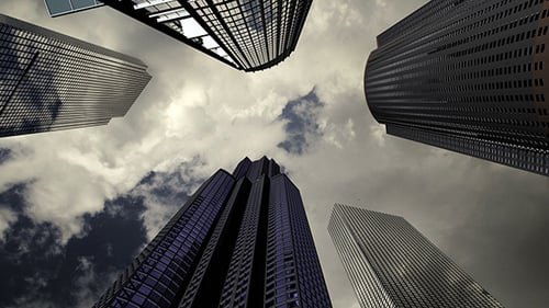 Low Angle View of Modern City Skyscrapers
