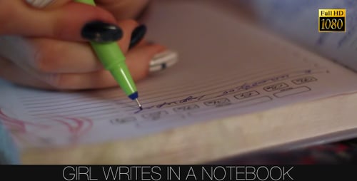Girl Writes In A Notebook 2