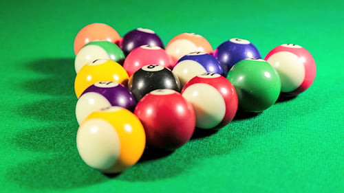 Billiard Balls On Green Baize