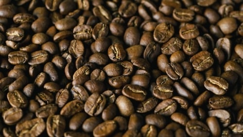 Roasted Coffee Beans Close Up, Delicious Aroma