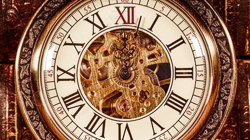 Vintage Clock Mechanism with Moving Gears