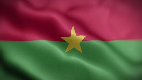 Burkina Faso National Flag Waving in Realistic Fabric