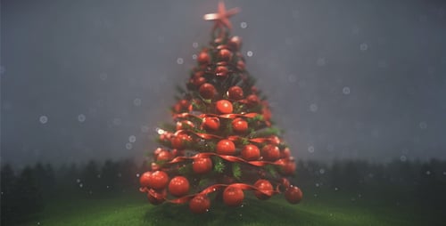 Animated Christmas Tree with Red Ornaments and Star