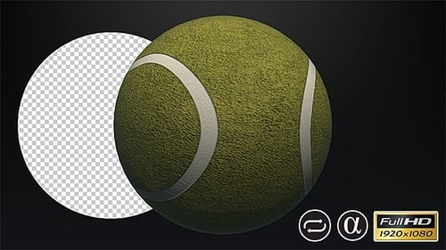 Realistic Tennis Ball Rotation on Transparent Alpha Channel Background
