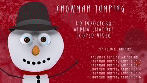 Cartoon Snowman Jumping and Waving Animation