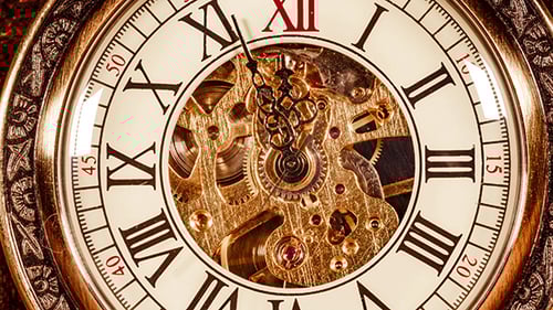 Antique Gold Pocket Watch Gears Moving Close Up