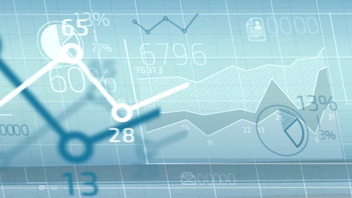 Corporate Business Data Analysis Animated Background with Graphs and Statistics