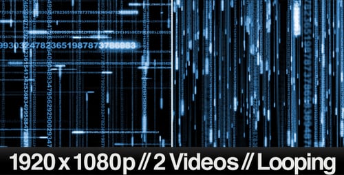 2 Videos mit digitalen Datenstrom-Matrix-Effekt-Videos