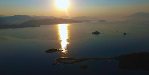 Sunrise Over Coastal Islands From Above