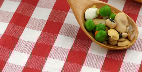 Beans and Vegetables in Wooden Spoon