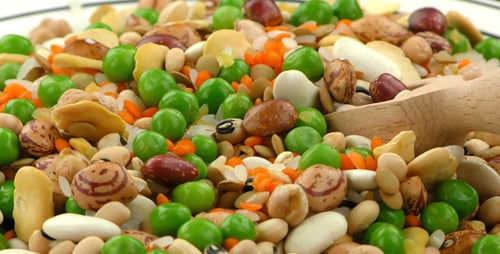 Assorted colorful legumes and beans close up