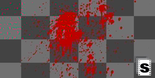 Abstract Red Paint Splatter on Checkered Backdrop