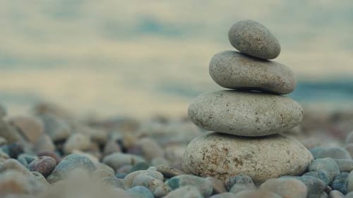 Balanced Spa Stones On A Background Of The Sea
