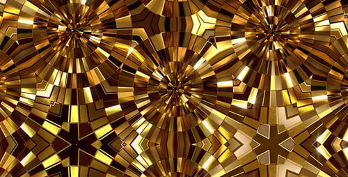 Golden Geometric Kaleidoscope Pattern Loop Background