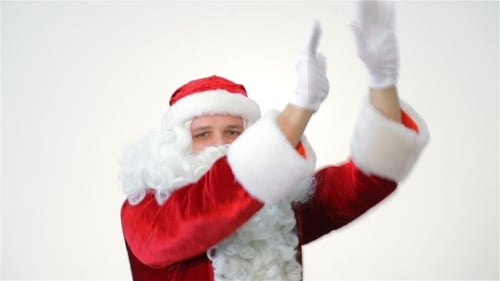 Santa Claus Pointing and Making Gestures