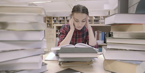 Desperate Student In Library