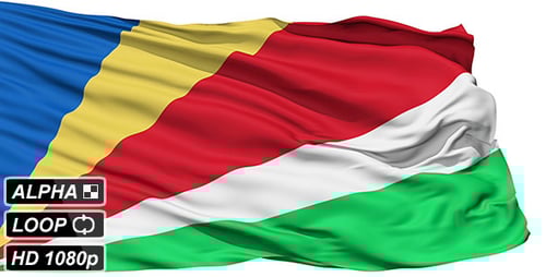 Isolated Waving National Flag of Seychelles
