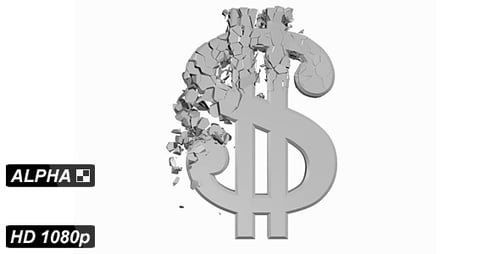 Crumbling Dollar Sign Financial Collapse Animation
