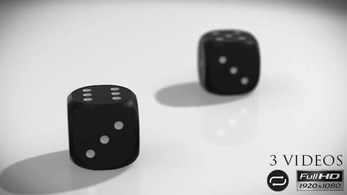 3D Animated Dice Rolling in White, Red, and Black