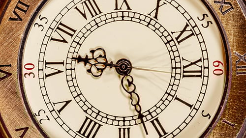 Antique Clock Hands Moving in Time Lapse