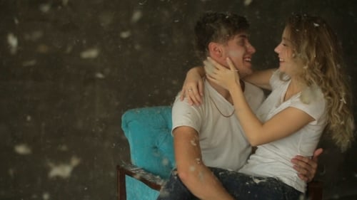 Beautiful Kissing Couple In Love, Studio Shot