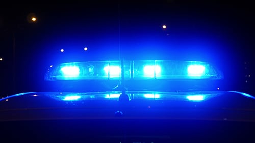 Alarm Police Flashing Light Siren At Road