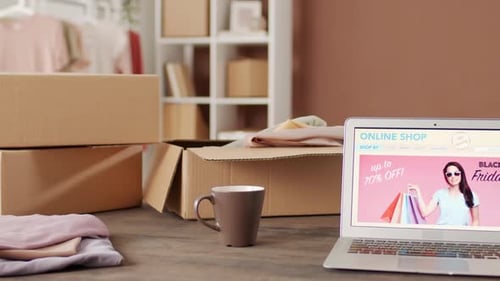 Laptop in Online Store Office