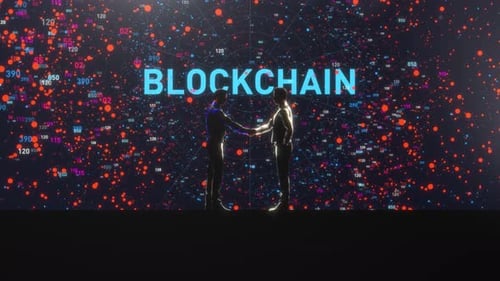 Blockchain Partnership Concept with Digital Data Background