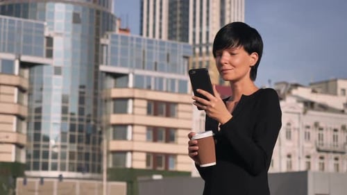 Female Wearing Elegant Dress Chatting in Social Media
