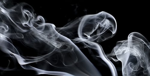 Abstract White Smoke Floating on Black Background
