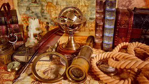 Antique Exploration and Historical Artifacts Still Life