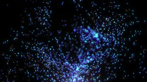 Abstract Blue Glowing Particle Vortex Background