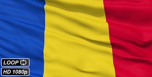 Realistic Blue Yellow Red Flag Waving Loop