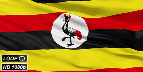 Realistic Waving Flag of Uganda Animation