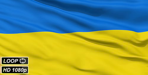 Dynamic Waving Blue and Yellow Fabric Flag Animation