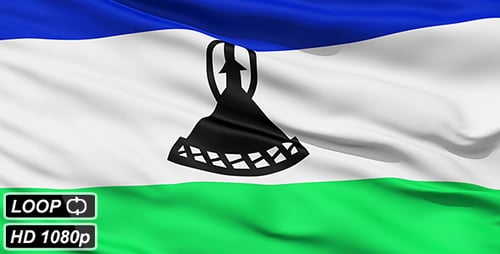 Wehende Nationalflagge von Lesotho